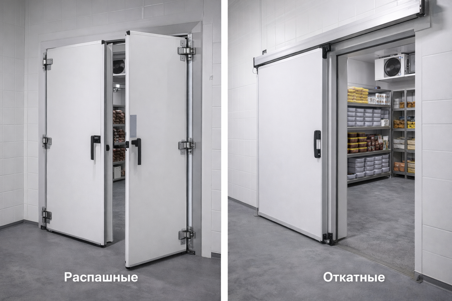 Холодильные двери распашные vs откатные: что удобнее для склада, кухни, магазина